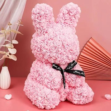 ❀【花中世界】❀可愛蝴蝶結兔子玫瑰永生花 浪漫送女生生日禮物氛圍感禮盒禮物