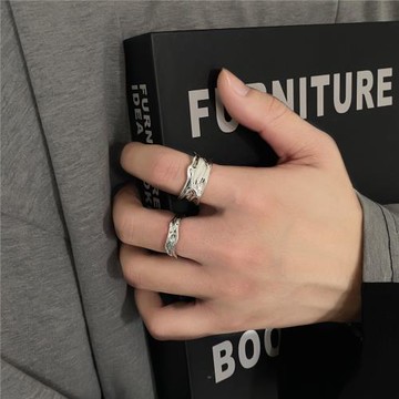 卡門 不規則小眾設計開口戒指男潮嘻哈高級感食指環個性情侶對戒