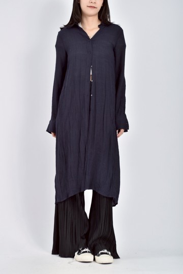 (M) zara質感長袖透膚深藍色外套