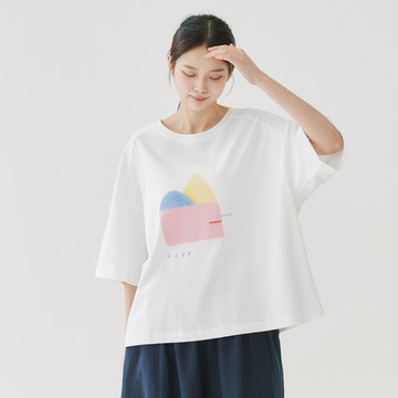 島嶼純棉印花T 白F