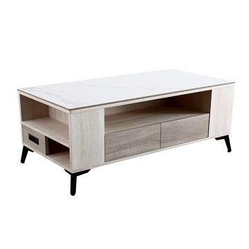 【日安家居】MIT愛拉4尺岩板茶几-含椅凳/二色白梧桐