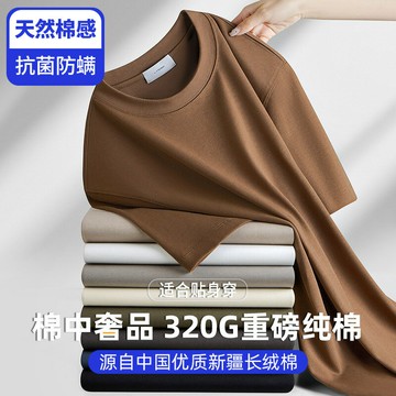 棉中奢品！優質新疆純棉！純色短袖T恤寬松親膚百搭厚實不透上衣