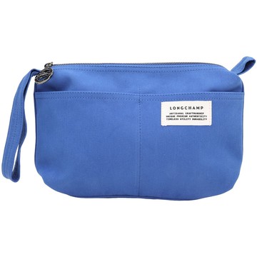 LONGCHAMP Le Pliage Collection 字母布標帆布附手挽帶萬用包(寶藍)