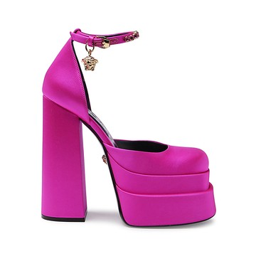 Versace - Fuchsia Satin Medusa Aevitas Pumps