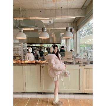 甜甜妹寶 神仙粉色狐貍大毛領羽絨服女連帽短款冬保暖白鴨絨外套