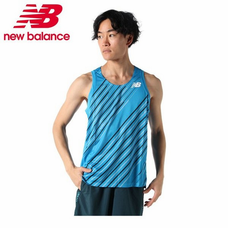 ニューバランス ランニングウェア Tシャツ ノースリーブ メンズ Hanzo Race レース シングレット Amt01201 Vsb New Balance 通販 Lineポイント最大0 5 Get Lineショッピング