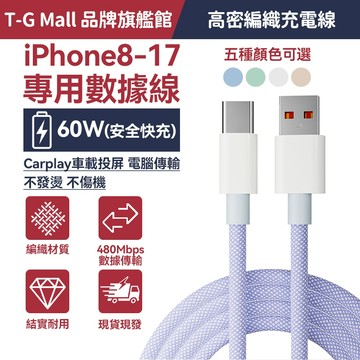 【現貨 隔日達】🌈60W 充電線 PD 快充線 適用於iPhone全系列 編織充電線 蘋果充電線 傳輸線 快充線 數據線