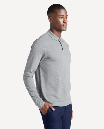 Kenneth Cole | Knit Long-Sleeve Polo in Heather Grey