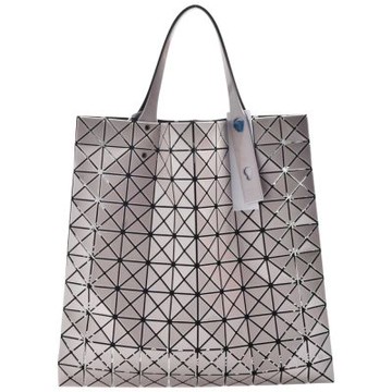 ISSEY MIYAKE 三宅一生BAOBAO亮面幾何方格10X10手提/托特包(米色)