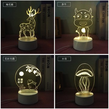 地攤燈卡通3D亞克力創意禮品臺燈usb兒童臥室燈新奇特定制小夜燈