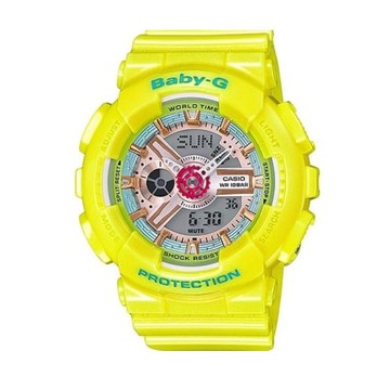 CASIO卡西歐 BA-110系列  馬卡龍色系 可愛雙顯腕錶 黃色 43.4 mm BA-110CA-9A