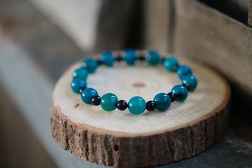 TBF - 天然 藍玉髓 手環 珠串 印尼 設計款