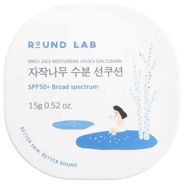 Round Lab, 樺樹汁保濕抗曬墊，SPF 50+，0.52 盎司（15 克）