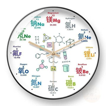 👍雙倍優惠👍創意靜音掛鐘化學公式石英教室小科學掛鐘客廳靜音石英鐘家用裝飾