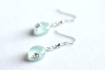 樹脂藝術 Marquise 耳環・藍色幻影