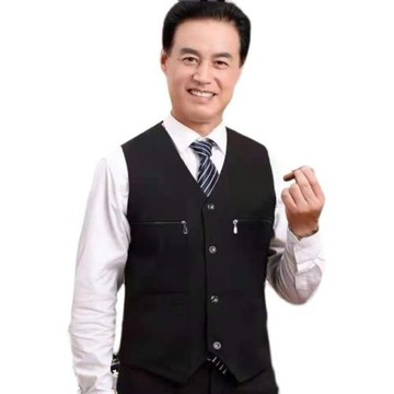 中老年馬甲男士春秋薄款西裝馬甲爸爸男中年休閑背心口袋坎肩外套