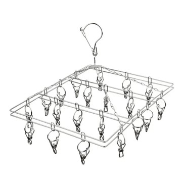 方形不鏽鋼衣架 20夾  防風掛勾  通風速乾  晾曬不遮擋  1個