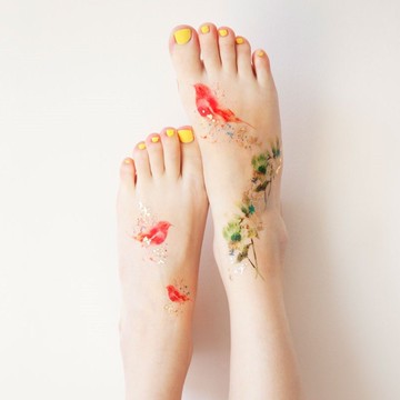 綠花-2入紋身貼紙 原創手繪設計