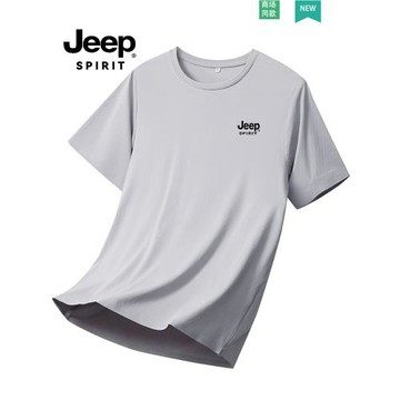 JEEP SPIRIT防曬外套男款短袖透氣速干純色寬松圓領薄款體恤男士