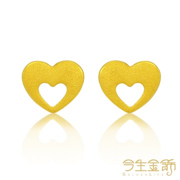今生金飾 小心韻耳環 黃金耳環
