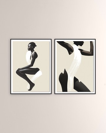"Dancing" Framed Giclees by Coup D'Esprit, Set of 2