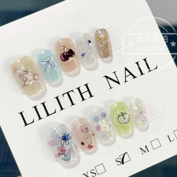 可隔日到貨！油畫小熊 猫眼穿戴甲 可拆卸顯白百搭 光療穿戴甲 美甲貼片 美甲穿戴甲  甲片 假指甲 指甲貼