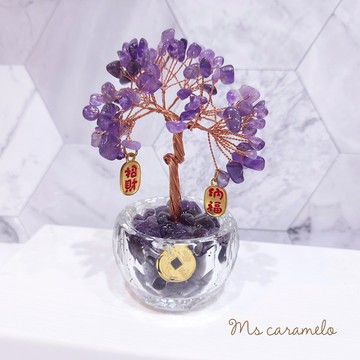送禮物 現貨商品【焦糖小姐 Ms caramelo】 送禮物  水晶樹【紫色】水晶發財樹擺件天然紫水晶桌面裝飾辦公室 財位 禮物