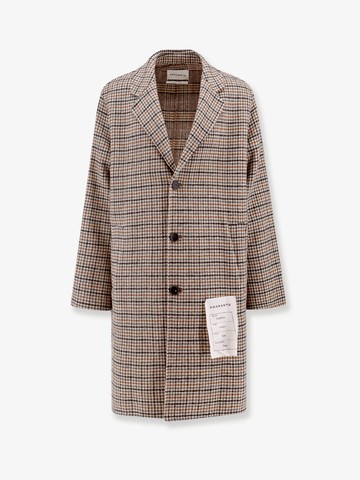 Wool blend coat with pied de poule motif - AMARANTO - gender_Man
