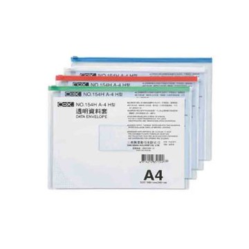 【COX 三燕】A4 橫式 透明 資料套  顏色隨機 12個 /包 NO.154H