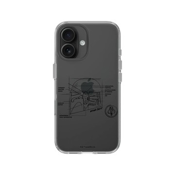iPhone 16 Clear Case（相機按鈕） 透明 - 迪士尼-星際大戰 Star Wars - 波巴費特-線稿風格白
