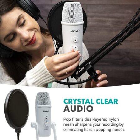 Movo Desktop Microphone Podcast Kit with Studio Headphones, Mount, and Mic Shield USB-C Android and Computer Microphone for Streaming, Podcasts