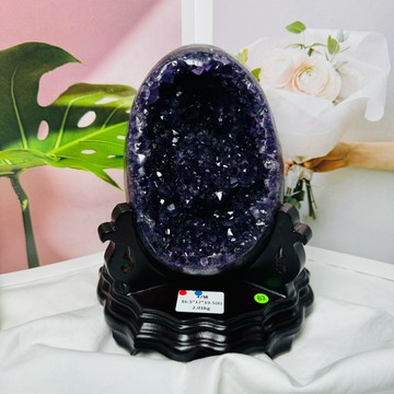 內有一朵花 紫水晶簇花🪻頂級烏拉圭 紫水晶恐龍蛋晶洞ESPa++✨47號2.01kg❤️口寬洞深 紫水晶洞 A0829