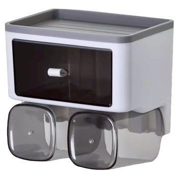 FAmILyLIFE 生活 抽屜式無痕壁掛耐重牙刷架 雙杯組  白色  1組