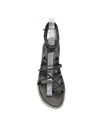 Dea Sandals Total Black Leather Gladiator Sandals