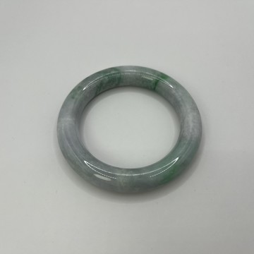 【云綺珠寶】天然緬甸A貨翡翠。綠飄花 胖圓條 手鐲 / 54.8 /17.4圍 (附台證)