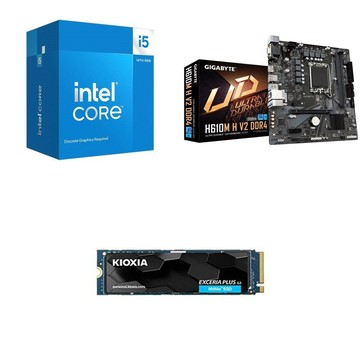 Intel 〈鈔省價〉i5-14400F+技嘉 H610M H V2 D4 MATX主機板+鎧俠 2TB SSD