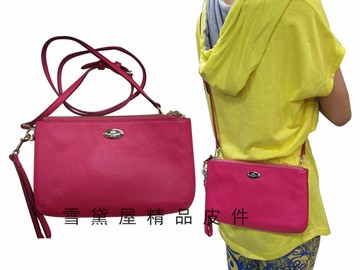 coach 手拿斜側包國際正版保證附購買證明三層主袋手拿肩背斜側背100%進口防水防刮皮革隨身輕便