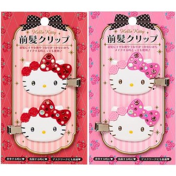 日本三麗鷗Sanrio少女瀏海髮夾 立體造型髮飾2入組A301 086豪華水鑽款(可選凱蒂貓/酷洛米/美樂蒂)Hello KittyKuromi