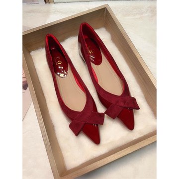 紅色婚鞋女粗跟單鞋女尖頭2025春新款不累腳中跟秀禾服新娘鞋女鞋
