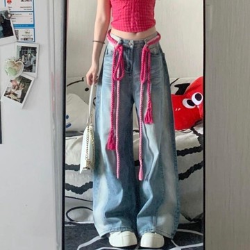 🏖️臺灣本土直出🏖️多巴胺編織腰帶彩色麻繩韓版腰間繫繩夏日糖果色腰鏈牛仔褲裝飾