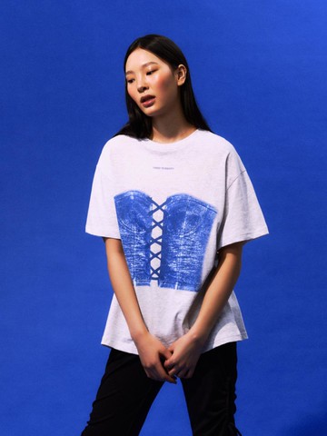 Corset Printed T-Shirt (Melange Grey)