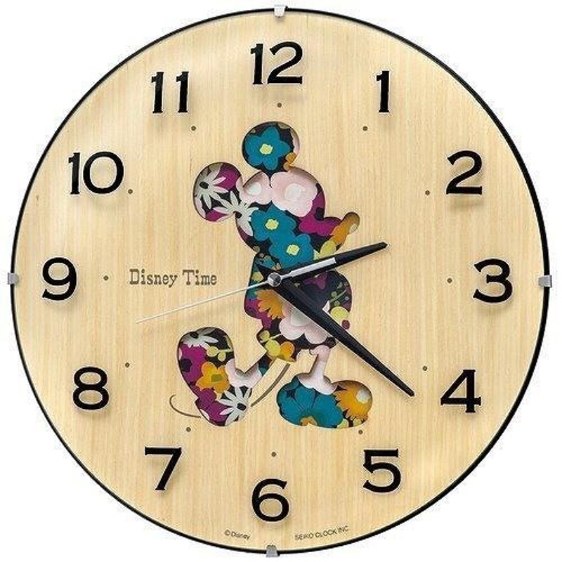 天然色木地  掛け時計 ディズニー ミッキーマウス