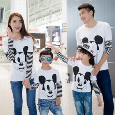 親子tシャツ T Shirt Disney ディズニー 親子ペア ミッキー 原宿風 縞模様 Mickey トレーナー動画丸襟ペアルック お揃い 家族旅行 通販 Lineポイント最大4 0 Get Lineショッピング