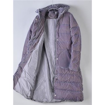 522韓版修身長款羽絨服女67099復古過膝連帽金絲絨白鴨絨中長外套