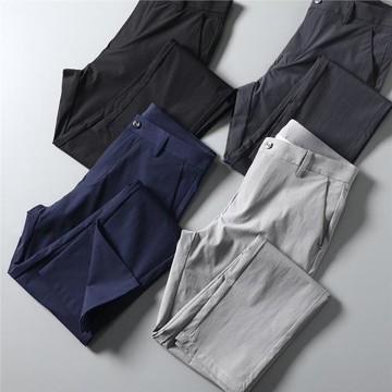 外貿休閑褲男裝工廠尾單剪標夏季薄款商務直筒微彈薄款天絲長褲子