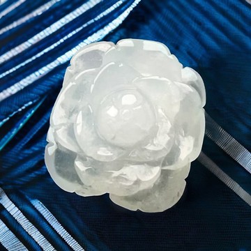 冰種翡翠牡丹花 | 裸石 | 天然緬甸玉翡翠A貨 | 送禮