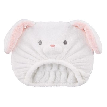 akachan honpo - 兒童動物造型乾髮帽-兔子-白色 (52~60cm)