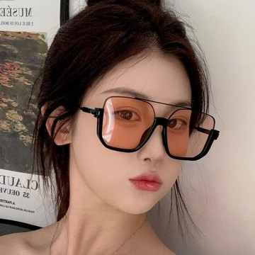 雙梁半框金屬太陽鏡女新款大框韓版墨鏡復古個性防紫外線太陽眼鏡