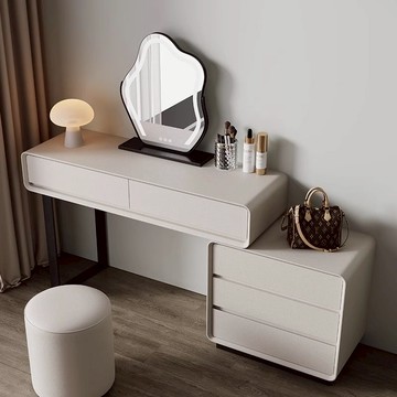 免運/可開票 快速出貨 床頭櫃 邊櫃 新款實木梳妝臺床尾斗櫃一體臥室現代簡約奶油風輕奢化妝桌子
