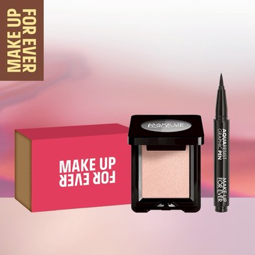 絕美桃花雙眸眼彩組💖【MAKE UP FOR EVER】藝術大師 高調玩色眼影 S520 水晶漾粉+超防水眼線液迷你筆✨